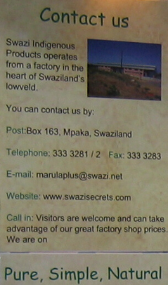 Swazi indigenous products poster